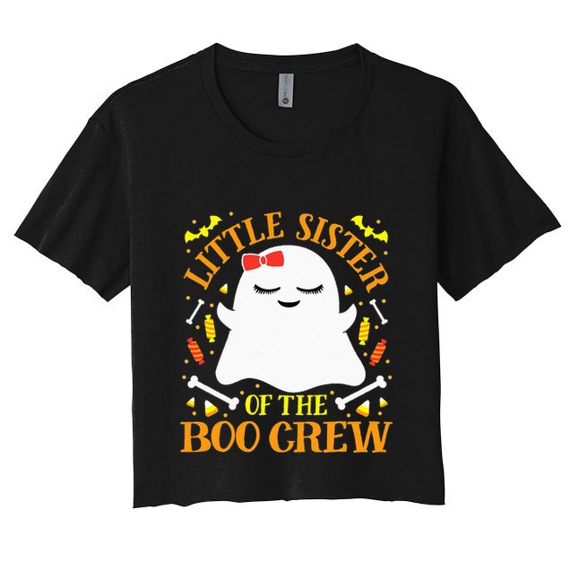 Little Sister Boo Crew Ghost Matching Family Halloween Crop Top