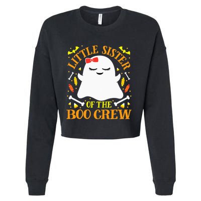 Little Sister Boo Crew Ghost Matching Family Halloween Cropped Pullover Crew