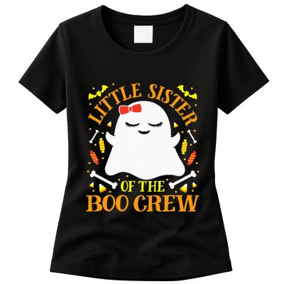 Little Sister Boo Crew Ghost Matching Family Halloween Womens T-Shirt