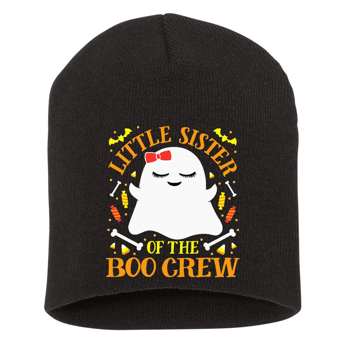 Little Sister Boo Crew Ghost Matching Family Halloween Short Acrylic Beanie