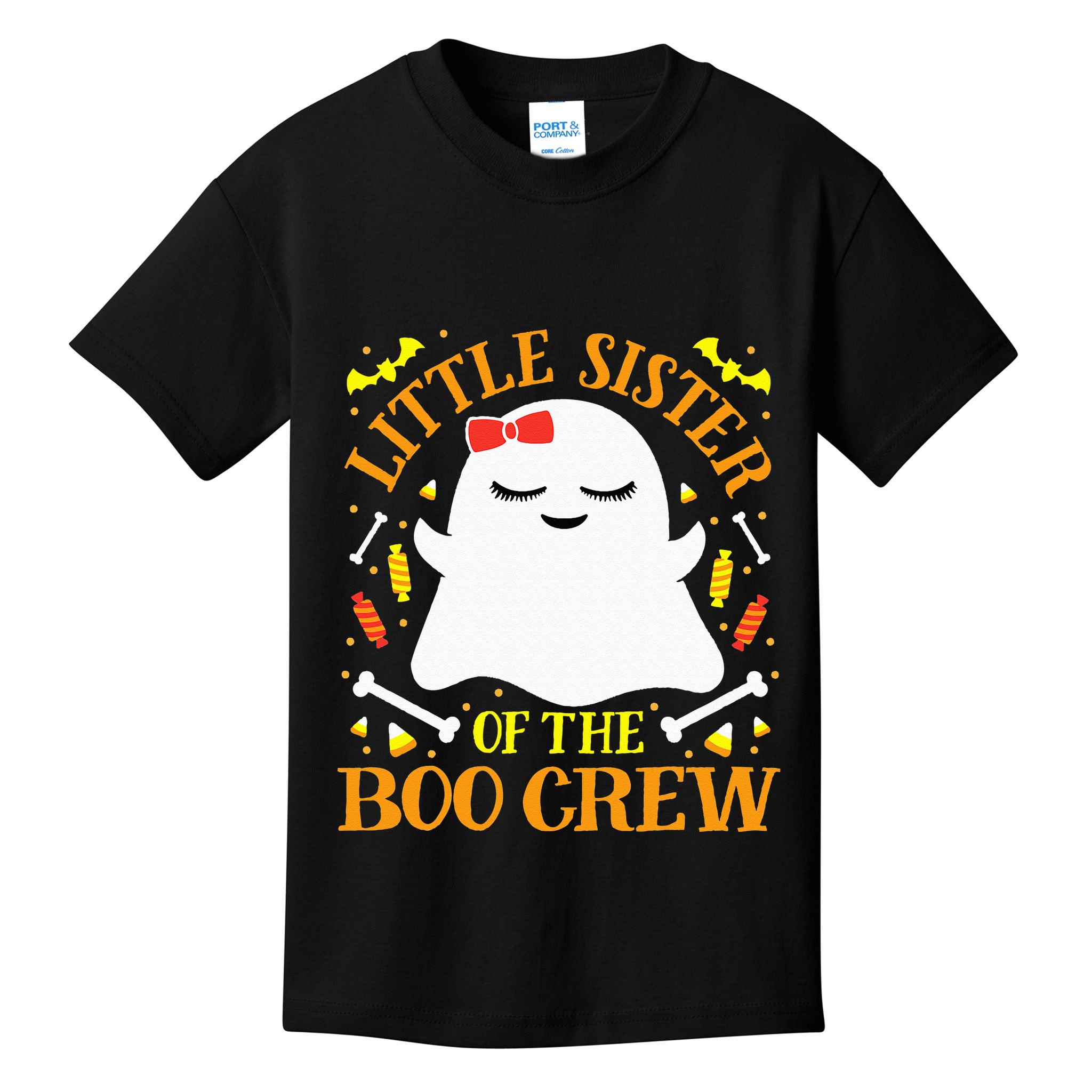 Little Sister Boo Crew Ghost Matching Family Halloween Kids T-Shirt