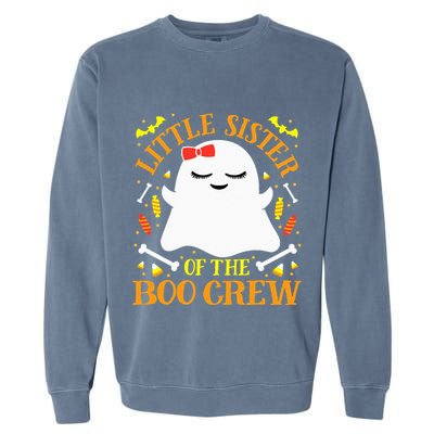 Little Sister Boo Crew Ghost Matching Family Halloween Garment-Dyed Sweatshirt