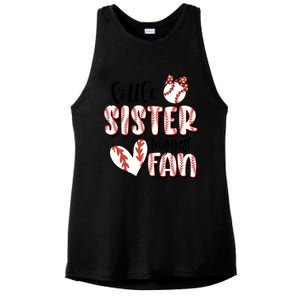 Little Sister Biggest Fan Baseball Game Day Ladies PosiCharge Tri-Blend Wicking Tank