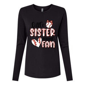 Little Sister Biggest Fan Baseball Game Day Womens Cotton Relaxed Long Sleeve T-Shirt