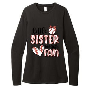 Little Sister Biggest Fan Baseball Game Day Womens CVC Long Sleeve Shirt