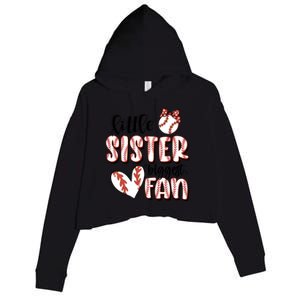 Little Sister Biggest Fan Baseball Game Day Crop Fleece Hoodie