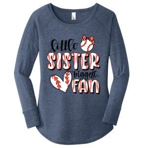 Little Sister Biggest Fan Baseball Game Day Women's Perfect Tri Tunic Long Sleeve Shirt