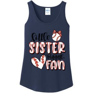 Little Sister Biggest Fan Baseball Game Day Ladies Essential Tank