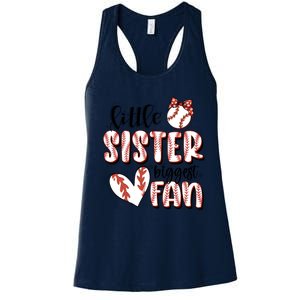 Little Sister Biggest Fan Baseball Game Day Women's Racerback Tank