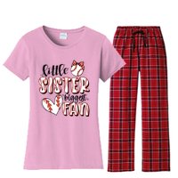 Little Sister Biggest Fan Baseball Game Day Women's Flannel Pajama Set