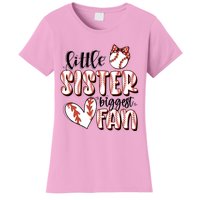 Little Sister Biggest Fan Baseball Game Day Women's T-Shirt