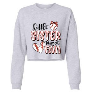 Little Sister Biggest Fan Baseball Game Day Cropped Pullover Crew