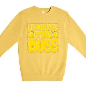 Lemonade Stand Boss Lemon Juice Boy Girl Kids Lemonade Stand Premium Crewneck Sweatshirt