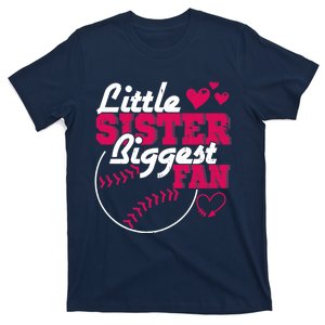 Little Sister Biggest Fan Baseball T-Shirt