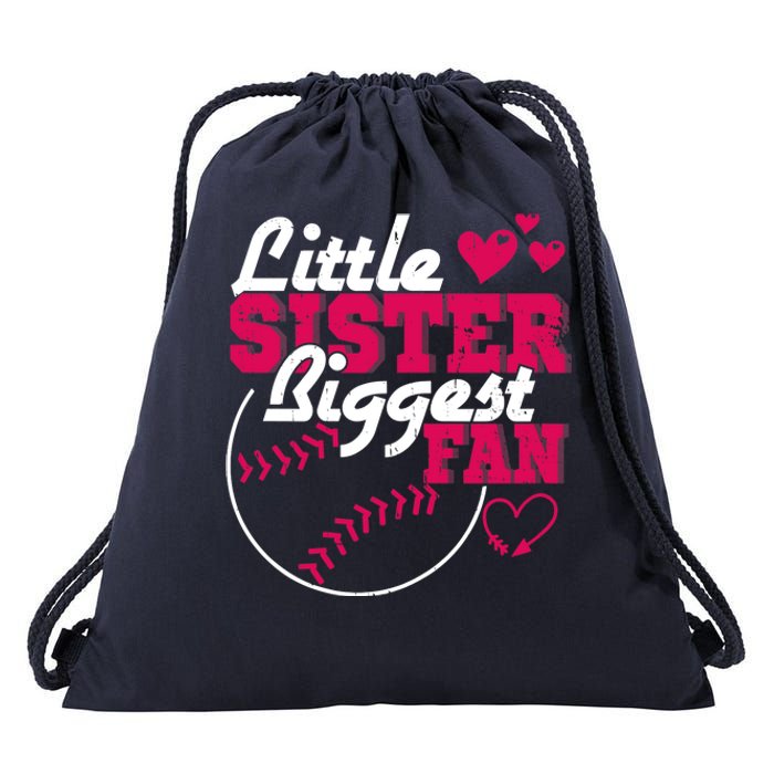 Little Sister Biggest Fan Baseball Drawstring Bag