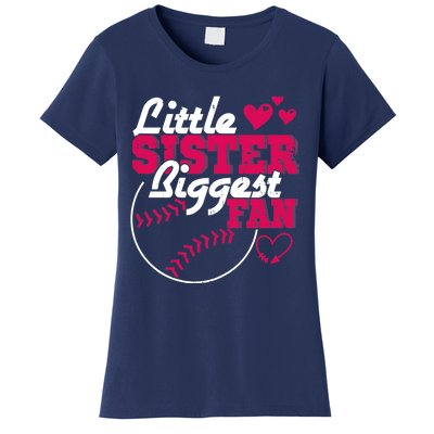 Little Sister Biggest Fan Baseball Women's T-Shirt