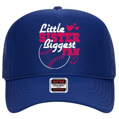 Little Sister Biggest Fan Baseball High Crown Mesh Back Trucker Hat