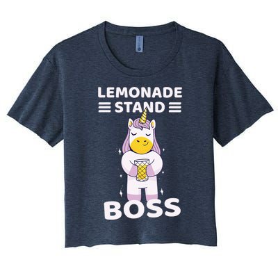 Lemonade Stand Boss Unicorn Girl Women's Crop Top Tee