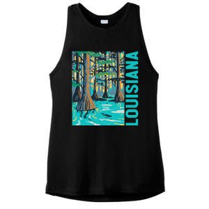 Louisiana Swamp Bald Cypress Tree Louisiana Travel Souvenir Ladies PosiCharge Tri-Blend Wicking Tank