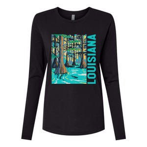 Louisiana Swamp Bald Cypress Tree Louisiana Travel Souvenir Womens Cotton Relaxed Long Sleeve T-Shirt