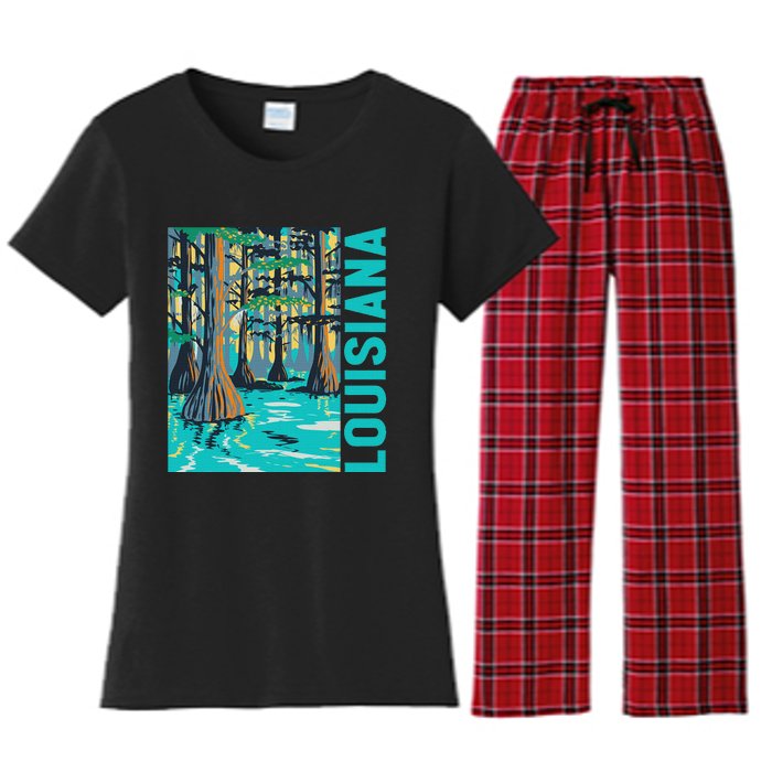 Louisiana Swamp Bald Cypress Tree Louisiana Travel Souvenir Women's Flannel Pajama Set