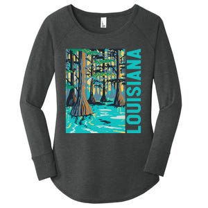 Louisiana Swamp Bald Cypress Tree Louisiana Travel Souvenir Women's Perfect Tri Tunic Long Sleeve Shirt