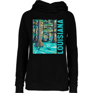 Louisiana Swamp Bald Cypress Tree Louisiana Travel Souvenir Womens Funnel Neck Pullover Hood