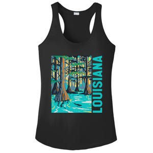 Louisiana Swamp Bald Cypress Tree Louisiana Travel Souvenir Ladies PosiCharge Competitor Racerback Tank