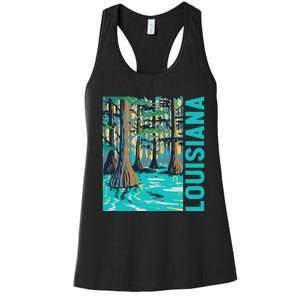 Louisiana Swamp Bald Cypress Tree Louisiana Travel Souvenir Women's Racerback Tank