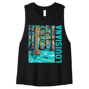 Louisiana Swamp Bald Cypress Tree Louisiana Travel Souvenir Women's Racerback Cropped Tank