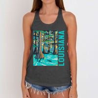 Louisiana Swamp Bald Cypress Tree Louisiana Travel Souvenir Women's Knotted Racerback Tank