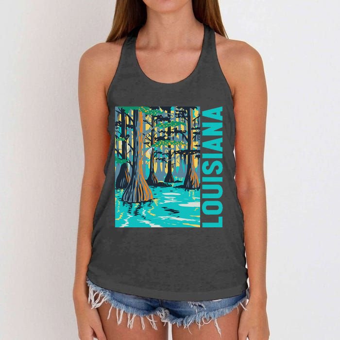 Louisiana Swamp Bald Cypress Tree Louisiana Travel Souvenir Women's Knotted Racerback Tank