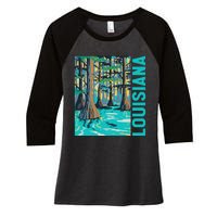 Louisiana Swamp Bald Cypress Tree Louisiana Travel Souvenir Women's Tri-Blend 3/4-Sleeve Raglan Shirt