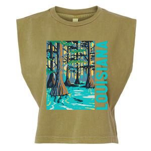 Louisiana Swamp Bald Cypress Tree Louisiana Travel Souvenir Garment-Dyed Women's Muscle Tee