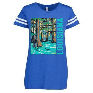 Louisiana Swamp Bald Cypress Tree Louisiana Travel Souvenir Enza Ladies Jersey Football T-Shirt