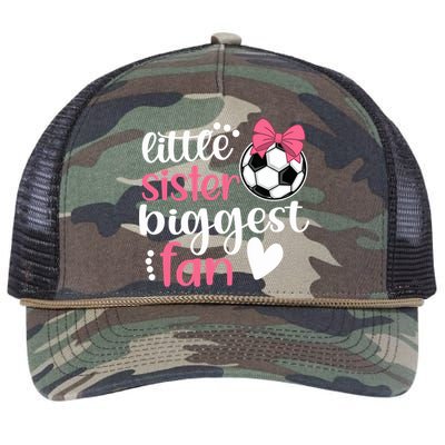 Little Sister Biggest Fan | Soccer Sister Soccer Sis Retro Rope Trucker Hat Cap