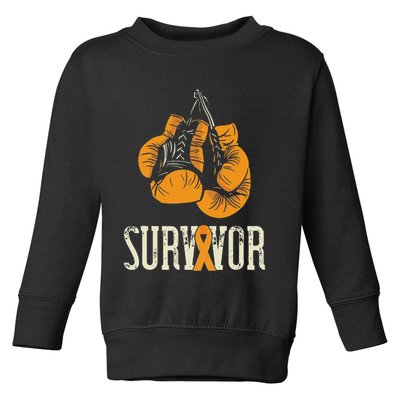 Leukemia Survivor Boxing Orange Ribbon Leukemia Awareness Toddler Sweatshirt