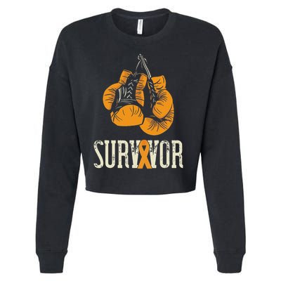Leukemia Survivor Boxing Orange Ribbon Leukemia Awareness Cropped Pullover Crew