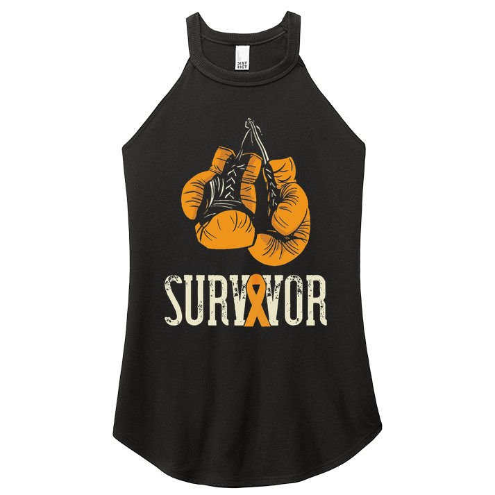 Leukemia Survivor Boxing Orange Ribbon Leukemia Awareness Women's Perfect Tri Rocker Tank