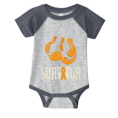 Leukemia Survivor Boxing Orange Ribbon Leukemia Awareness Infant Baby Jersey Bodysuit