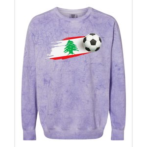 Lebanon Soccer Ball Lebanon Flag Jersey Lebanon Football Colorblast Crewneck Sweatshirt