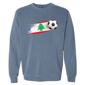 Lebanon Soccer Ball Lebanon Flag Jersey Lebanon Football Garment-Dyed Sweatshirt