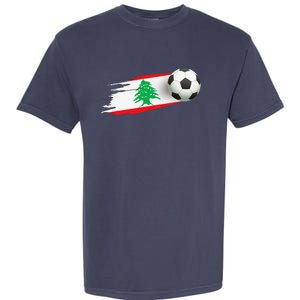 Lebanon Soccer Ball Lebanon Flag Jersey Lebanon Football Garment-Dyed Heavyweight T-Shirt