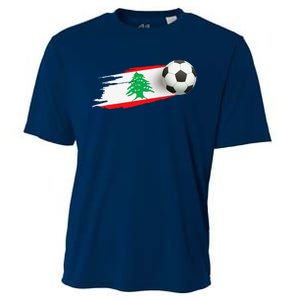 Lebanon Soccer Ball Lebanon Flag Jersey Lebanon Football Cooling Performance Crew T-Shirt