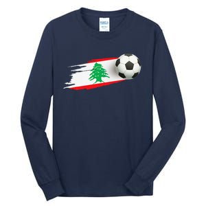 Lebanon Soccer Ball Lebanon Flag Jersey Lebanon Football Tall Long Sleeve T-Shirt