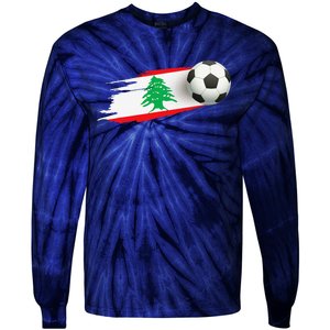 Lebanon Soccer Ball Lebanon Flag Jersey Lebanon Football Tie-Dye Long Sleeve Shirt