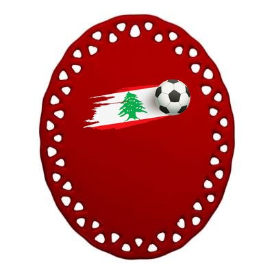 Lebanon Soccer Ball Lebanon Flag Jersey Lebanon Football Ceramic Oval Ornament