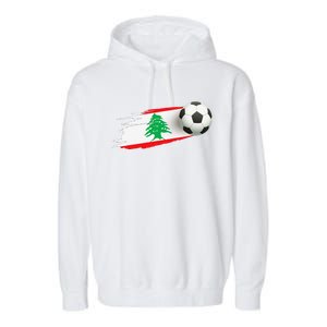 Lebanon Soccer Ball Lebanon Flag Jersey Lebanon Football Garment-Dyed Fleece Hoodie