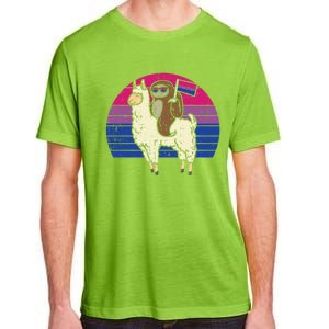 Llama Sloth Bisexual Flag Glasses Sunset Retro Bi Pride Lgbt Gift Adult ChromaSoft Performance T-Shirt