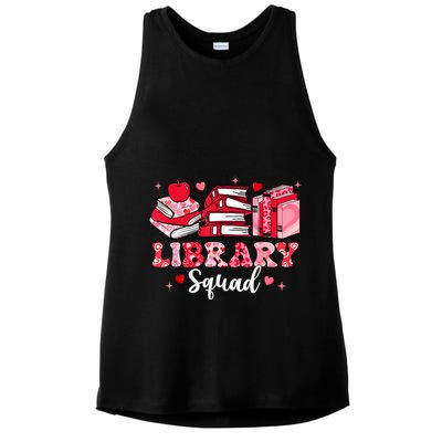 Library Squad Book Leopard Hearts Librarian Valentines Day Ladies PosiCharge Tri-Blend Wicking Tank